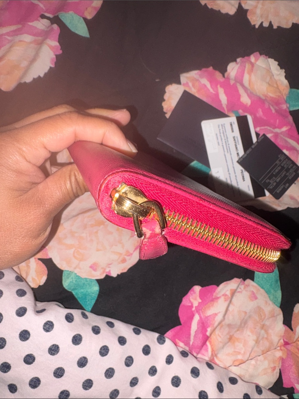 Prada Saffiano Zip-Around Wallet in Peonia Pink with Gold Hardware - Picture 6 of 15
